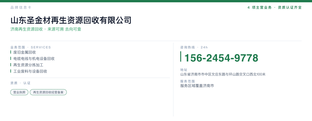 山东圣金材再生资源回收有限公司 品牌名片